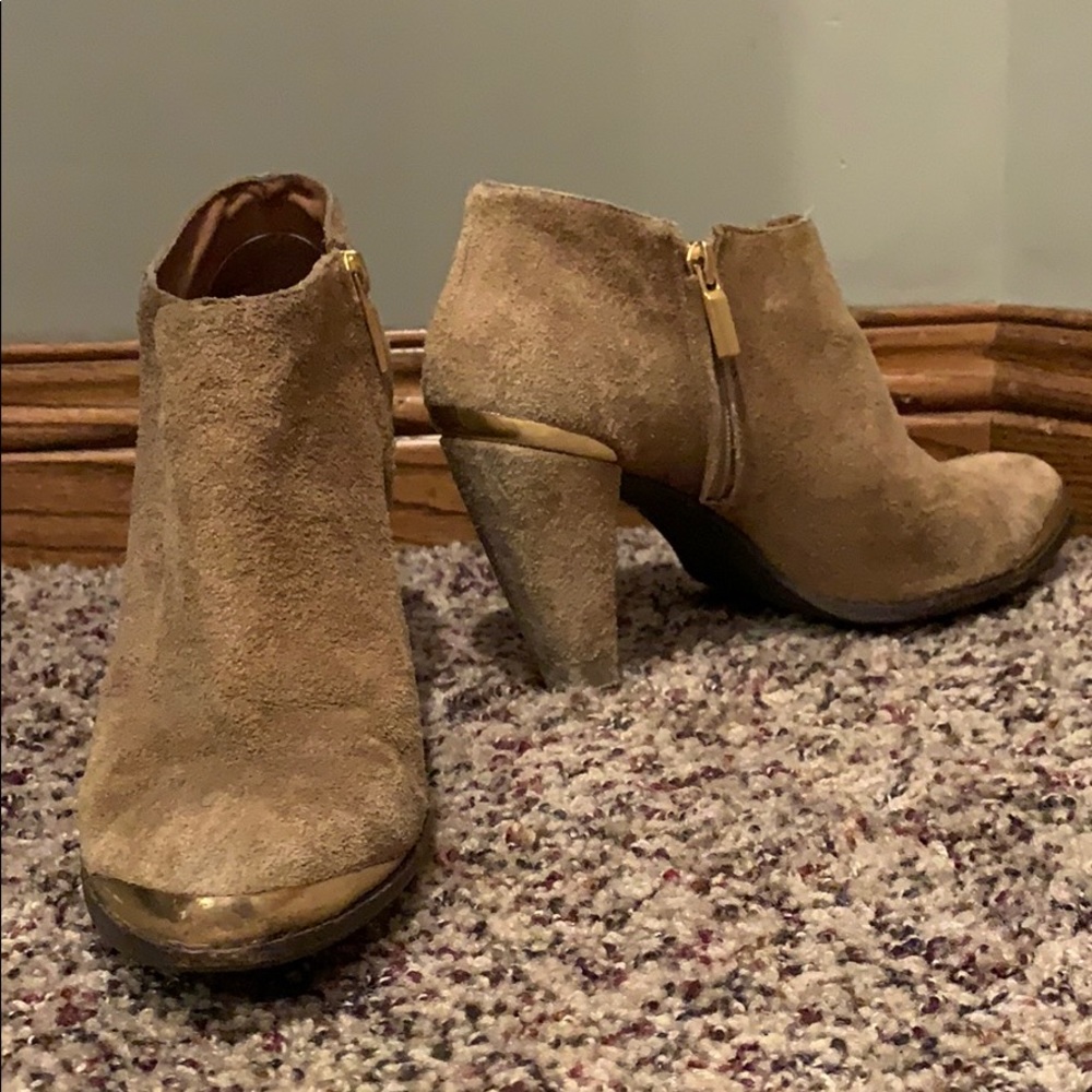 Tan suede booties